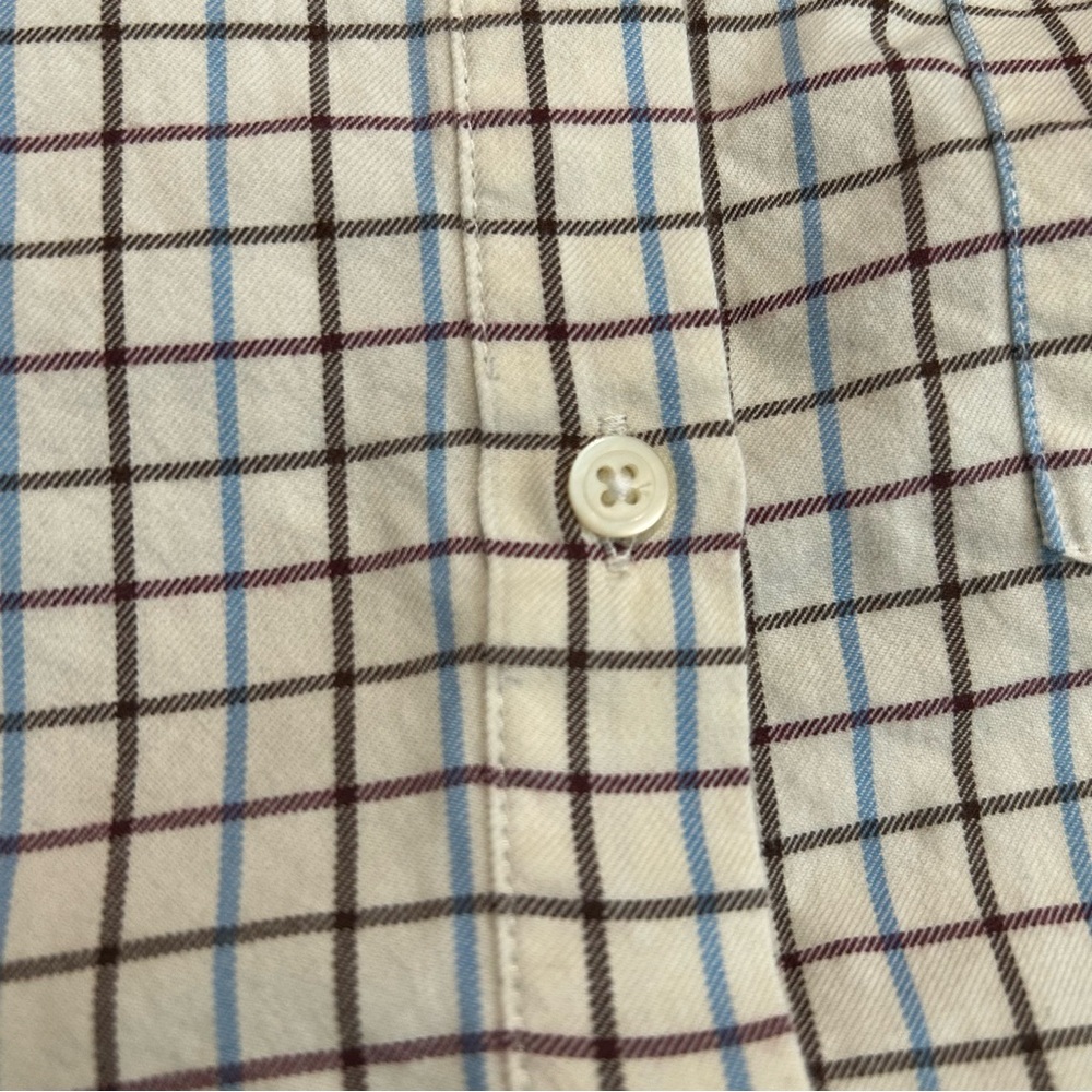 Madewell Women’s Oversized Ex-Boyfriend Plaid Shirt Small Cream Brown Blue - Picture 12 of 12